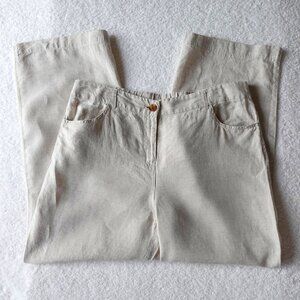 Chico's 2 Linen Casual Summer Pant  Size 12 Large Modified Hem to 27"Inseam